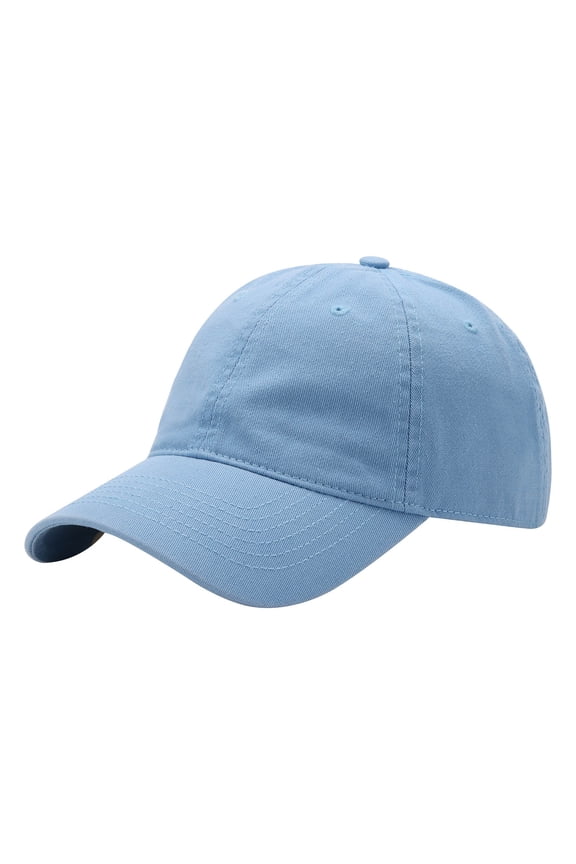 Unisex Washed Cotton Baseball Cap, Vintage Plain Dad Hat, Adjustable Casual Sun Hat for Men & Women Light Blue