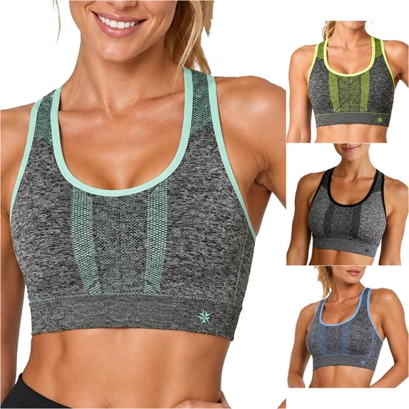 VBEWZET Women Racerback Sports Bra Breathable Mesh Comfort Stretchy Workout Athletic Brassiere Green XL