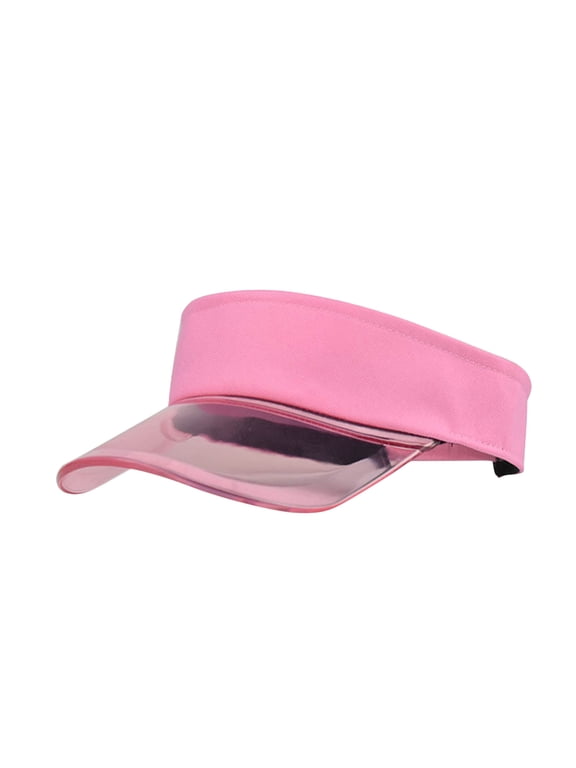 Women's Clear Brim Sun Visor, Transparent Protection Hat, Adjustable Fashion Outdoor Visor Pink