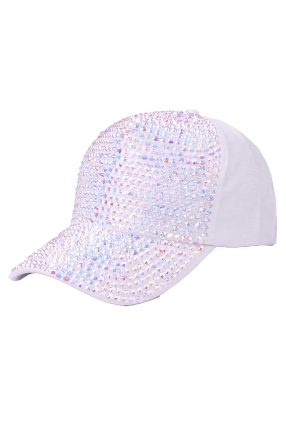 Women's Rhinestone Studded Baseball Cap, Sparkly Sun Hat, Breathable Summer Trucker Cap Multicolour