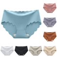 thumbnail image 1 of VBEWZET Womens Invisible Mid‑Rise Triangle Underwear, Soft Ice‑Silk Scalloped‑Edge Cotton‑Crotch Panties Sky Blue XXL, 1 of 3