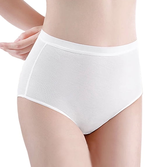 VBEWZET Womens Soft Disposable High‑Waist Cotton Briefs 5‑Pack, Sanitary Underwear for Postpartum White XL