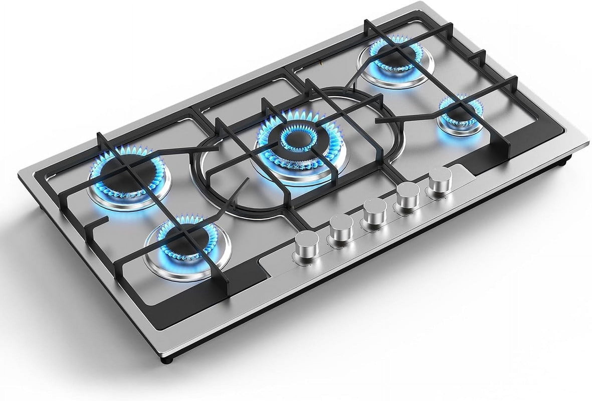 VBGK 5 Burners Gas Cooktop Built-In Stainless Steel Gas Hob,34 inch Gas Stove NG/LPG Convertible