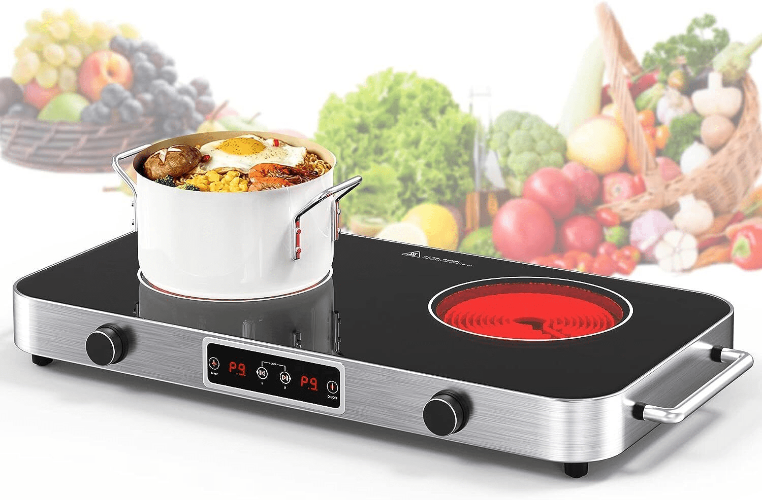 VBGK Electric Cooktop, 110V Induction Cooktop with Electric burner