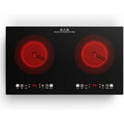 VBGK Electric Cooktop 2 Burner 24 inch 2200W 110V Electric Burner Countertop and Built-in Hot Plate for Cooking,4H Timer & Auto Shutdown Electric Stove,Child Lock Electric Stove Top with Plug