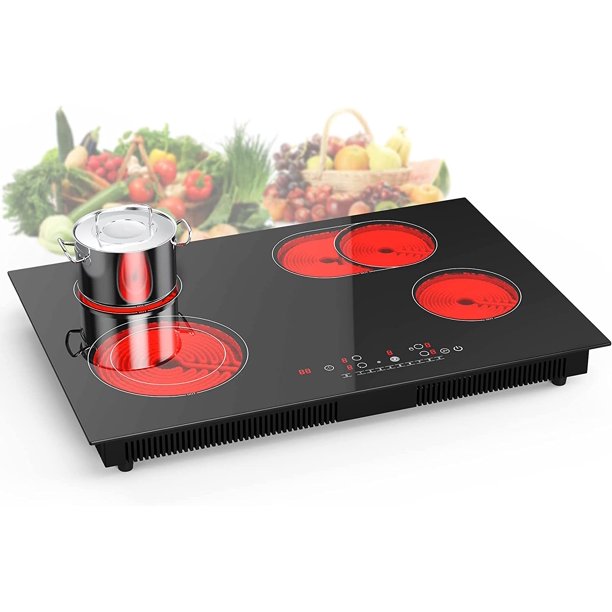 VBGK Electric Cooktop 4 Burner 6000W 24 inch Electric Burner Countertop