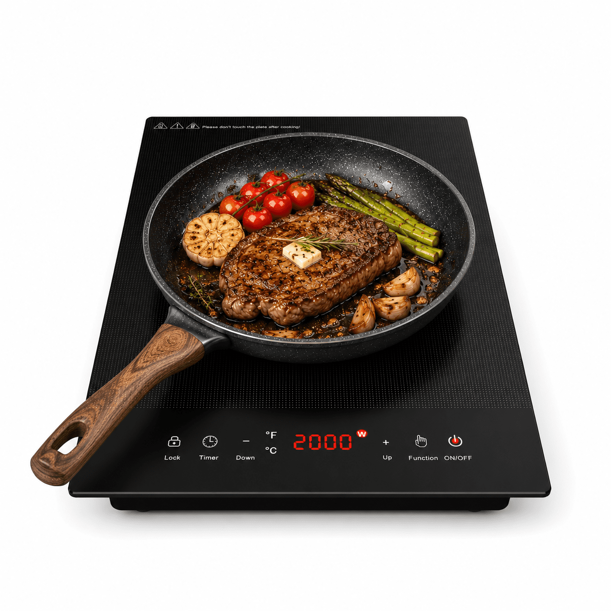 VBGK Electric Cooktop Single Burner 12 Inch Plug in 1800 Electric Burner Countertop 110V and Built-in Hot Plate for Cooking,240 Minutes Timer & Auto Shutdown Electric Stove,Child Lock Electric Burner