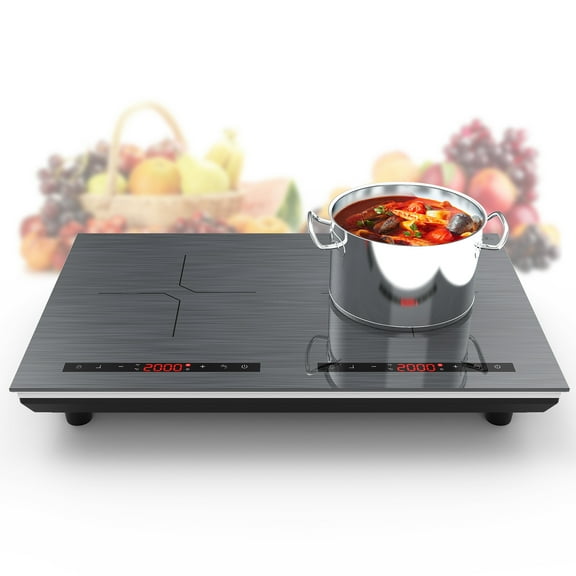 VBGK Induction Cooktop 24 Inch 2 Burner 4000W Plug Electric Burner Countertop Hot Plate for Cooking 110v,3H & Auto Shutdown Induction Burner,Child Lock Electric Cooktop