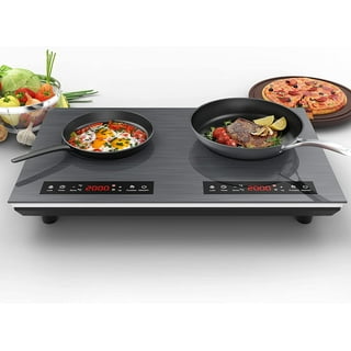 Induction Cooktop 2 Burner with Removable Iron Cast Griddle Pan Non-stick,  1800W Double Induction Cooktop with Child Safety Loc - AliExpress