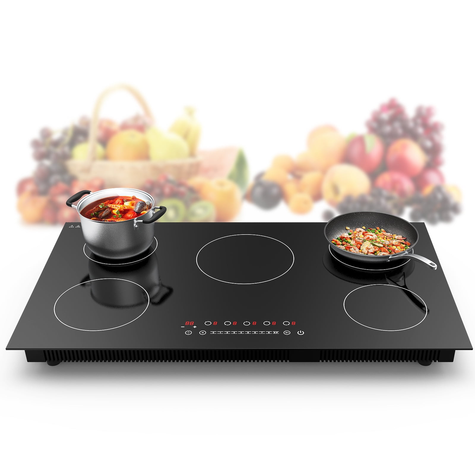 Vbgk Electric Cooktop 36 inch,Electric Stove Burner,Built-in and Countertop Electric Stove Top, LED Touch Screen,9 Heating Level, Timer & Kid Safety