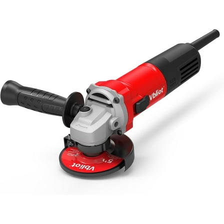VBLIOT 5 inch 11000 RPM 850W angle grinder 4Amp, comes with 1 guard, 2 quick-change cutting discs, 2 grinding discs, a wrench and carbon brushes, suitable for metals and wood