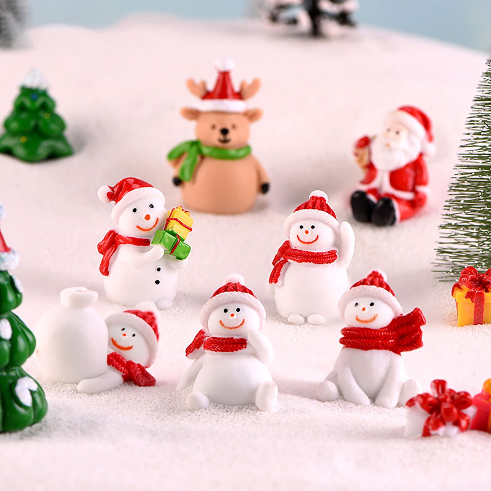 10pcs Mini Black Resin Snowman Figurines - 2.8cm Tiny Christmas Decor For Dollhouse, Desktop, Microscopic Scenes