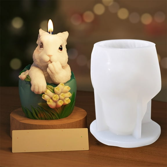 VBODN Easter Decoration,Eggshells Rabbits Silicones Molds Aromatherapy Candle Gypsum Silicon Baby DIY Festival Decoration Home Decor Easter Dropper Molds