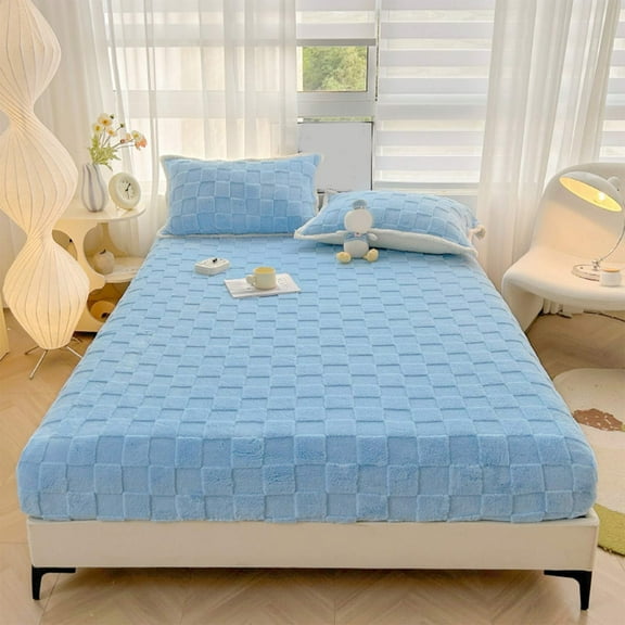 VBODN Fitted Sheet Queen Clearance,Fitted Sheet Protective Cover For Bed Mattress Pocket Fitted Sheet Winter Warm Breathable Non Slip For Skin Care Bed Sheet Cotton Quilted Fitted Sheet