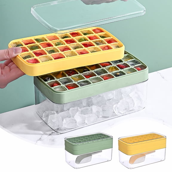 VBODN Ice Trays for Freezer With Lid,Ice Cube Tray With Lid,Ice Compartment Ice Storage Box Capacity Home Homemade Ice Cubes with Lid Refrigerator Storage Food Grade
