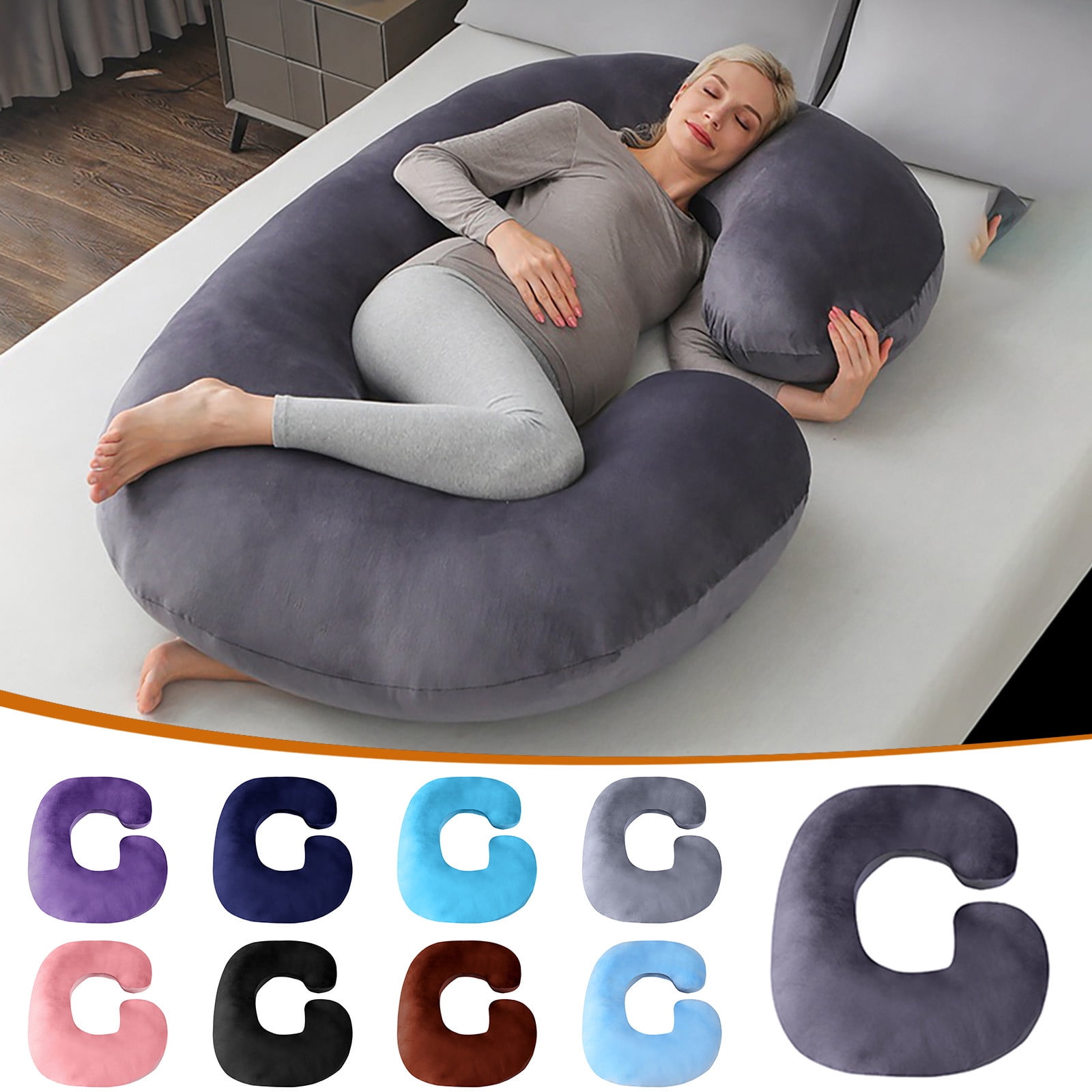 VBODN Pillows for Bed King,C-shaped Maternity Pillow Pillow Cover Washable Removable Maternity Pillow Cover