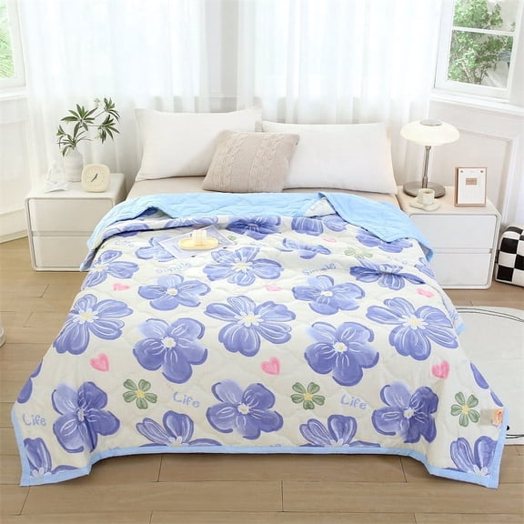 VBODN Queen Size Quilts for Bed,Blankets and Throws Clearance,Washable Printed Summer Quilt Thin Comforter Conditioned Blanket Guest Room Bedding