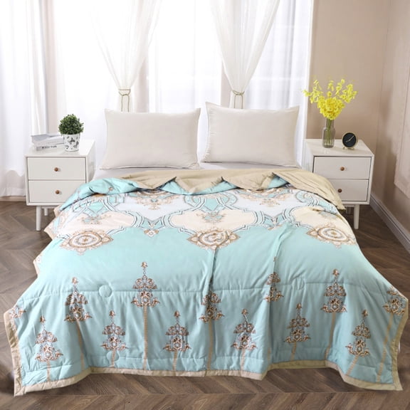 VBODN Quilt Sets,Queen Quilt Bedding Set,Cotton Breathable Comforter Print Floral Quilts,Machine Washable Quilt for Home Dormitory