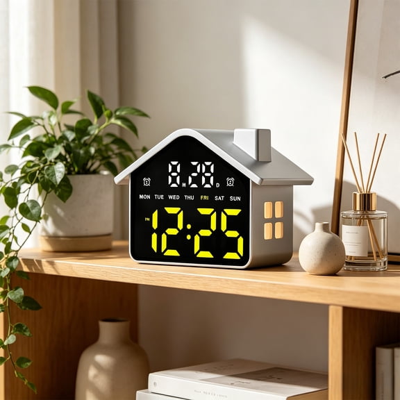 VBODN Sleep Trainer Clock, Loud Alarm for Deep Sleepers, Loud Alarm Clocks for Bedrooms Heavy Sleepers, Modern Small Clock for Desk Table, Office Living Room
