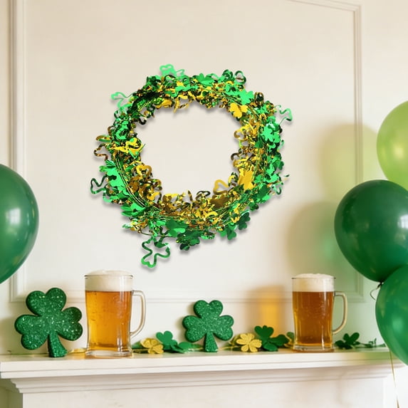 VBODN St Patricks Day Decorations,St Patricks Day Wreath,St Patricks Day Decorations Outdoor,for St Patricks Day Shamrocks Hanging Decorations,Ornaments Irish Wreath Decor