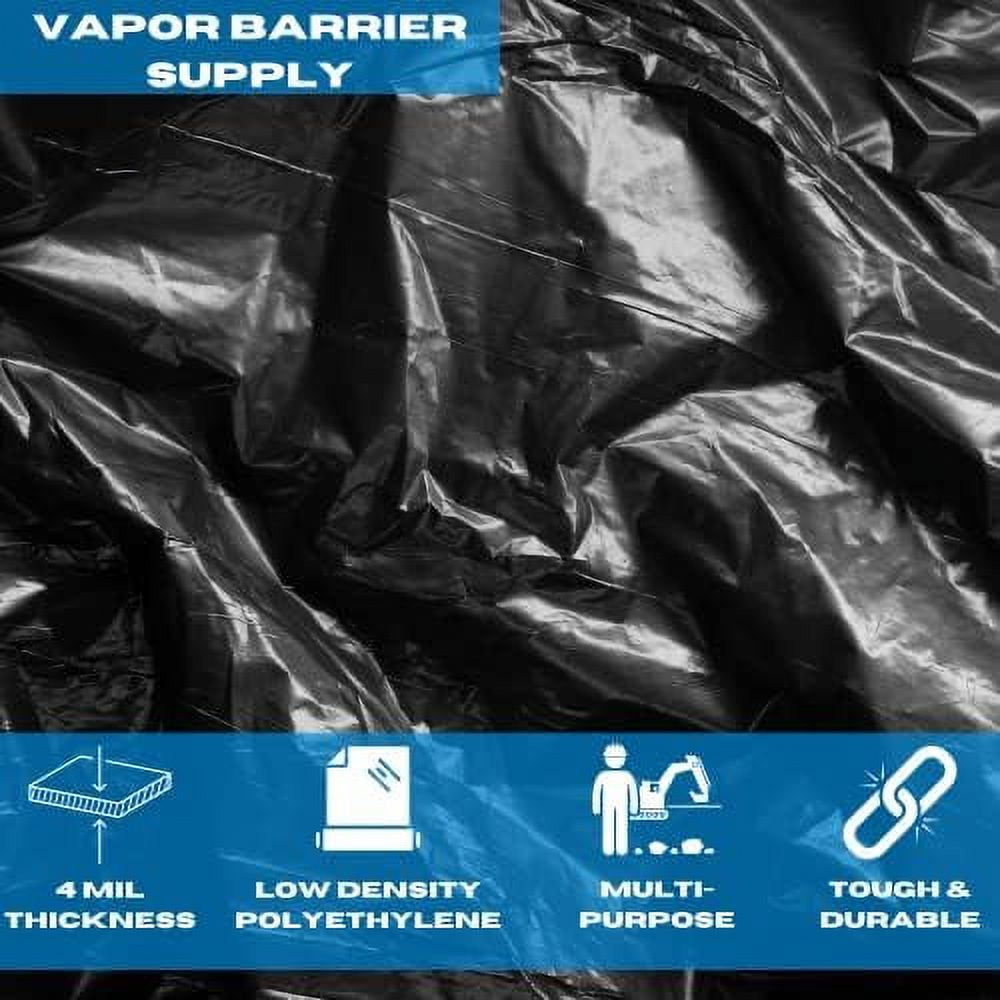 VBS Black Plastic Sheeting 4 Mil (3' X 100') Black Plastic Roll