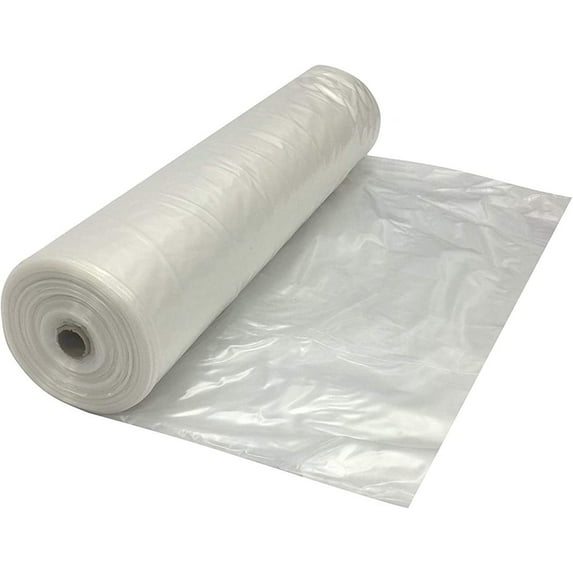 VBS - Clear Plastic Sheeting - 8 mil Clear Plastic Roll for Spray Barrier, Roll of Thick Polyethylene Film (2.5' x 100)