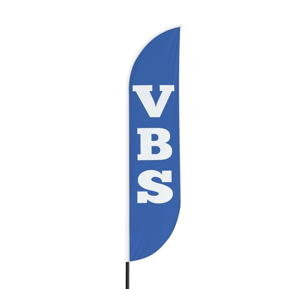 VBS Sign feather flag for Outdoor by Mavis Printing | 11.5 FEET Long Polyester Outdoor Banner Flag for Easy Hang | HD Print Swooper I Flag Only to Promote Church Activity| Made in USA I Flag Only