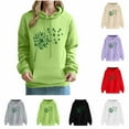 thumbnail image 1 of VBTAPA 2025 St. Patrick's Day Womens Graphic Hoodies Irish Shamrock Print Hooded Sweatshirt Loose Casual Kangaroo Pocket Pullover Hoodie Green XL, 1 of 5