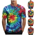 thumbnail image 1 of VBTAPA 2025 Summer Fashion T-shirts for Men Tie Dye Print Short Sleeve Round Neck Tees Casual Streetwear Tops Orange M, 1 of 6