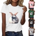 thumbnail image 1 of VBTAPA 2025 Summer Tops for Women Happy Easter T Shirt Cute Bunny Eggs Graphic Tees Casual Holiday Short Sleeve Tees Top on Sale White M, 1 of 5