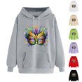 thumbnail image 1 of VBTAPA 2026 Womens Mardi Gras Sweatshirts Carnival Party Mask Graphic Hoodies Funny Holiday Long Sleeve Drawstring Hooded Pullover Tops Today Purple XXL, 1 of 4