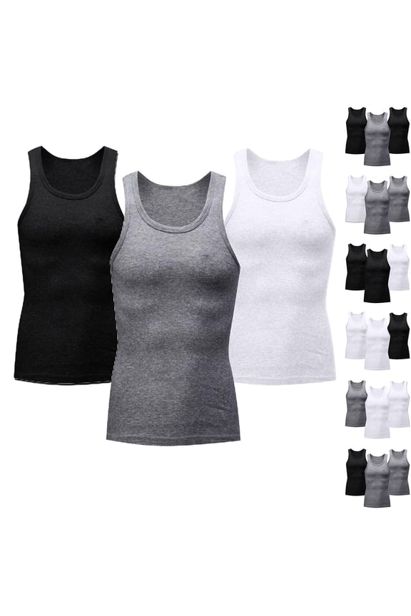 3 Pack Men's Athletic Compression Shirt Sleeveless Muscle T Shirts Lightweight Stretch Workout Tank Top for Running Training Basketball Lightning Sales of Today Prime Gray M