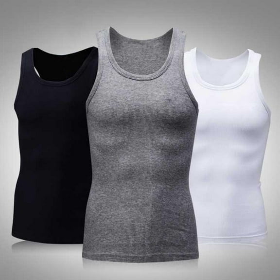 VBTAPA 3 Pack Solid Tank Tops for Men Summer Casual Sleeveless T Shirt Lightweight Breathable Athletic Fitness Vest White L