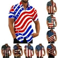 thumbnail image 1 of VBTAPA 4th of July Patriotic Shirts for Men American Flag Print Short Sleeve Hawaiian Bowling Shirt Tropical Summer Casual Button Down Shirts Ofertas relámpago Multicolor S, 1 of 5