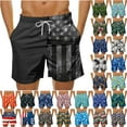 thumbnail image 1 of VBTAPA American Flag Shorts for Men Summer Casual Beach Shorts Drawstring Board Shorts Big and Tall Swim Trunks with Pockets Lighten Sales of The Day Multicolor S, 1 of 6