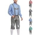 thumbnail image 1 of VBTAPA Beer Festival Costume for Men 2 Piece Set Regular Fit Long Sleeve Plaid Shirt and Overalls Shorts Performance Suit Oktoberfest Dress Up Outfirts Green L, 1 of 4