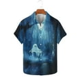 thumbnail image 1 of VBTAPA Big and Tall Button Down Shirts for Men Halloween Ghost Printed Short Sleeve Hawaiian Shirt Novelty Holiday Party Blouses Daily Blue M, 1 of 5