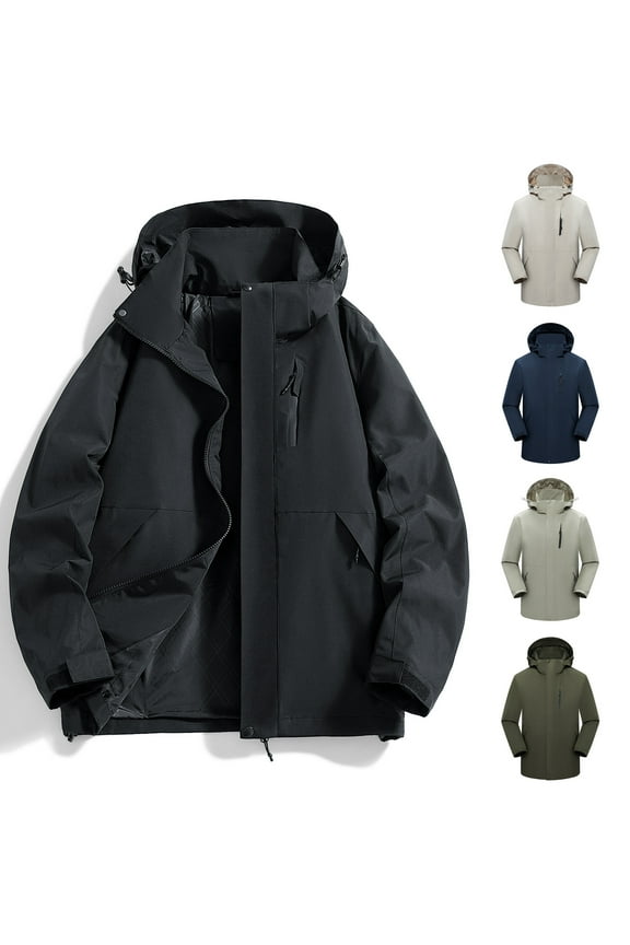 Big and Tall Rain Jackets for Men Lightweight Softshell Jacket Zip Up Hooded Windbreaker Outdoor Waterproof Raincoat for Hiking Travel Fishing Back to College Sale Army Green L