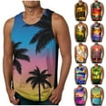 thumbnail image 1 of VBTAPA Big and Tall Tank Tops for Men Hawaiian Beach Sleeveless Tropical Print Round Neck Muscle Shirt Summer Vacation Tank Top Casual Sport Vest Blue XXXXL, 1 of 5