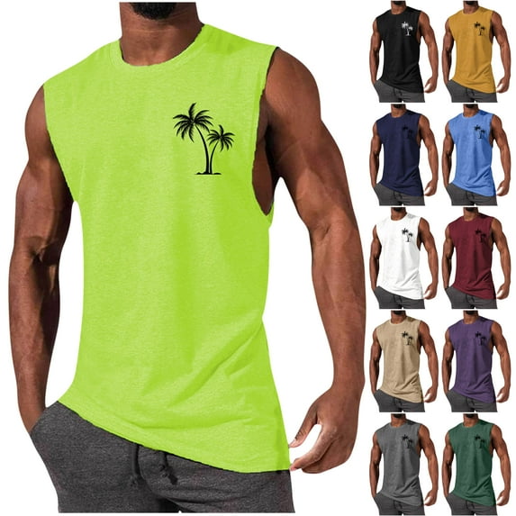 VBTAPA Big and Tall Tank Tops for Men Hawaiian Tropical Print Sleeveless Shirt Summer Beach Tank Top Graphic Gym Workout Muscle Shirts Dark Gray XXL