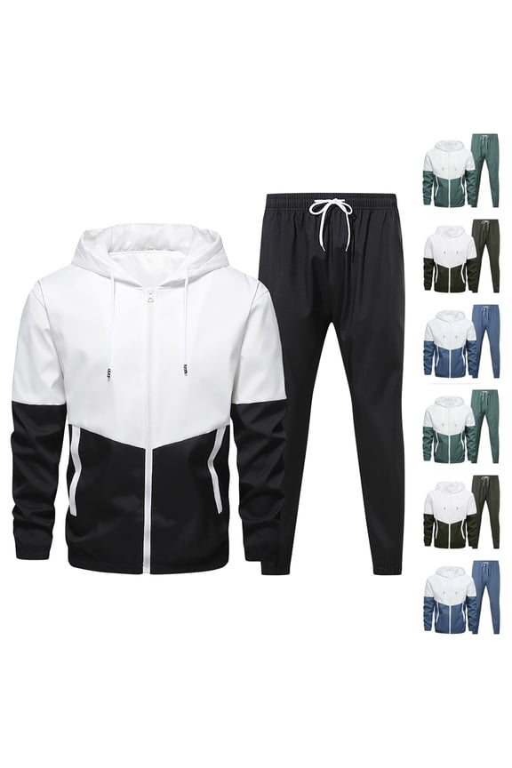 Big and Tall Track Set for Men 2 Piece Full Zip Hoodie Sweatsuit Color Block Hooded Sweatshirt and Sweatpants Set Casual Sports Jogging Suits with Pockets Army Green XXXXXXL