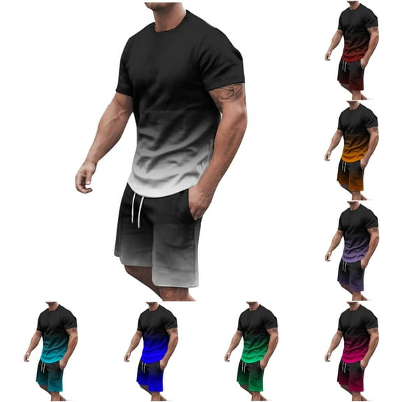 VBTAPA Big and Tall Workout Set Mens Short Sets 2 Piece Outfits Summer Casual T Shirts and Shorts Tracksuit Sets with Pockets Prime Sales of The Day Yellow XXXL