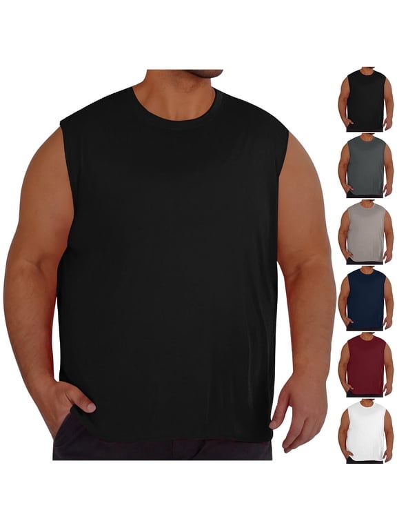 Big and Tall Tank Tops for Men Mesh Workout Shirts Loose Fit Crew Neck Athletic Running Sports Sleeveless T-shirt White XXXXL