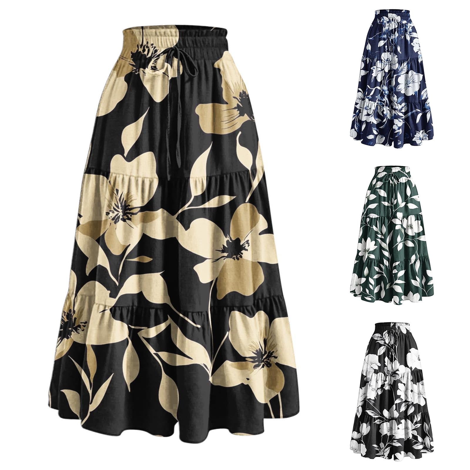 VBTAPA Boho Floral Print Flowy Vacation Skirt for Women 2026