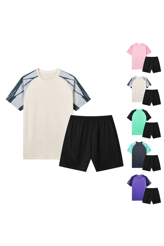 Boys Girls Soccer Jersey Set 2 Piece Quick Dry Mesh Short Sleeve T-Shirt and Shorts Set Kids Sport Team Uniform Sets Fans Gift Pink XS
