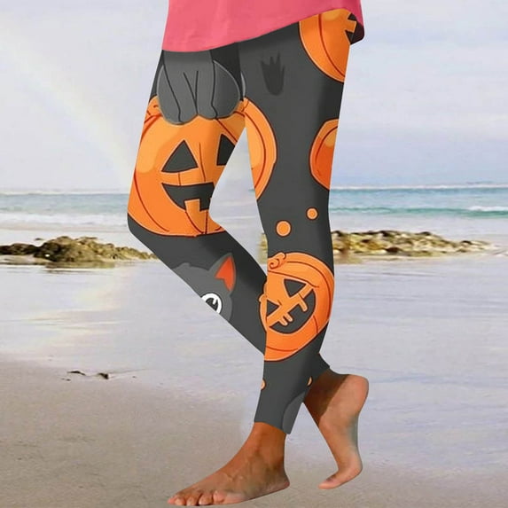 VBTAPA Buttery Soft Leggings for Women 2025 Halloween Holiday Party Tights Novelty Black Cat Printed High Waist Stretch Yoga Running Pants Lightweight Ankle Length Legging on Sale Multicolor#5 L