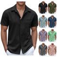 thumbnail image 1 of VBTAPA Button Down Shirt for Men Short Sleeve Casual Dress Shirt Summer Beach Vacation Shirt with Pocket Prime Sales Dark Gray XXL, 1 of 6