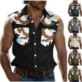 thumbnail image 1 of VBTAPA Cargo Tank Tops for Men with Pockets Sleeveless Button Down Collared Shirts Camouflage Print Outdoor Hiking Fishing Tees Top Limited Time Sales Brown XXL, 1 of 6
