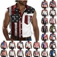 thumbnail image 1 of VBTAPA Casual Button Down Collared Tops Mens Tank Top Sleeveless Independence Day Shirts 4th of July USA Flag Graphic Tees Multicolor M, 1 of 6