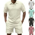 thumbnail image 1 of VBTAPA Men's Summer Casual Polo Shirt and Shorts Set Short Sleeve 2 Piece Outfits Fashion Athletic Tracksuit Sweatsuit with Pockets Beige XL, 1 of 7